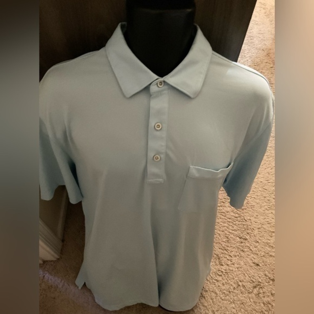 Men’s used size L large blue polo shirt pocket Greg. Norman